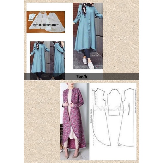 POLA INSTAN TUNIK/POLA JIPLAK TUNIK KEMEJA PANJANG TERBARU MURAH