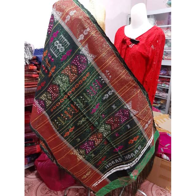 ULOS SADUM HIJAU SISI MERAH BERPAYET  ULOS BATAK MURAH