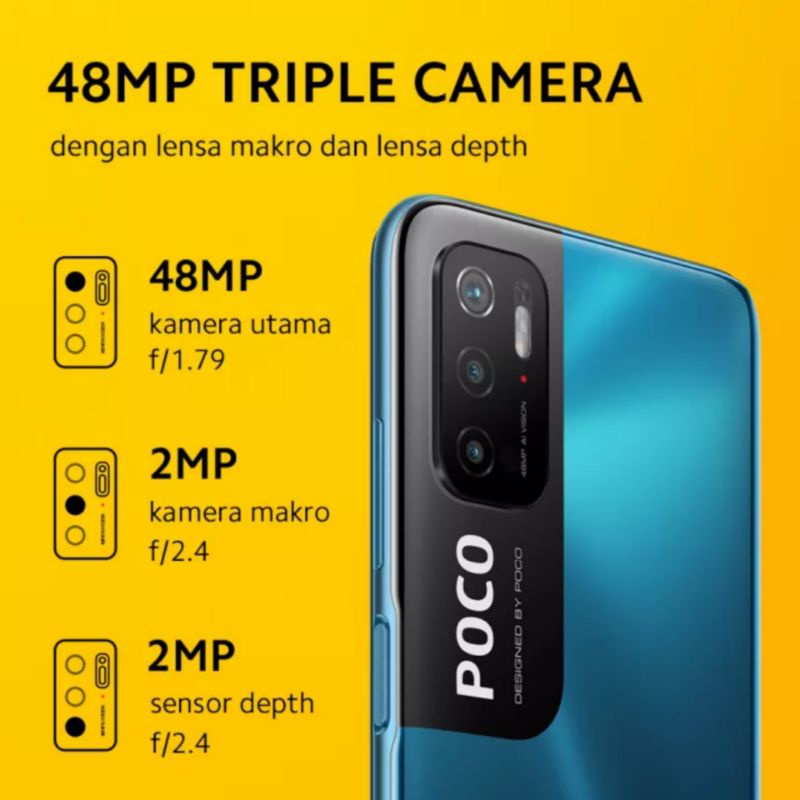 HP Baru Xiaomi Poco M3 Pro 5G NFC 6/128 Special Edition Herzven - New Original Garansi Resmi TAM - Ram 6GB Rom internal 128GB - Dimensiti 700 48MP Baterai 5000 mAh - Warna Colour Black Yellow Blue Hitam Kuning Biru  Promo Murah 4/64 4GB 64GB 4 6 128 64 GB-5