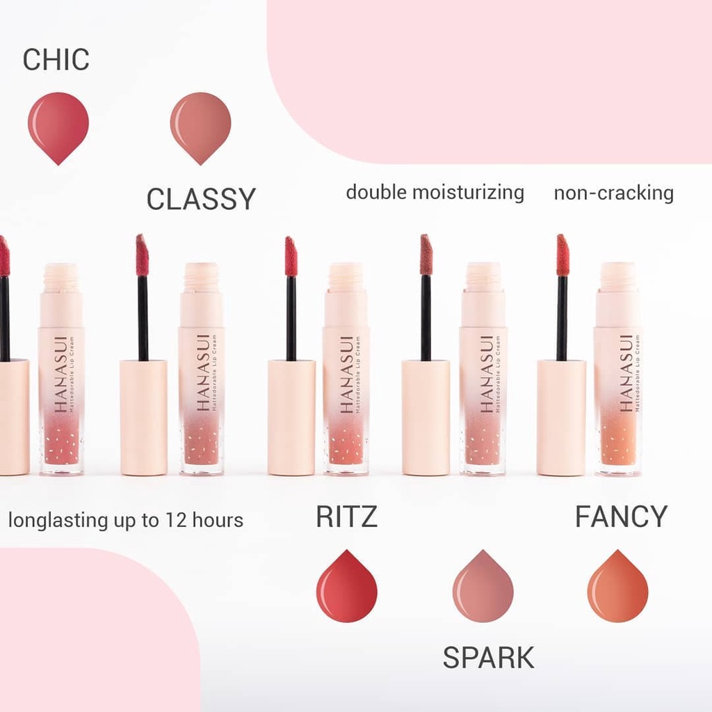 Hanasui Mattedorable Lip Cream Original Termurah Shade 01-08