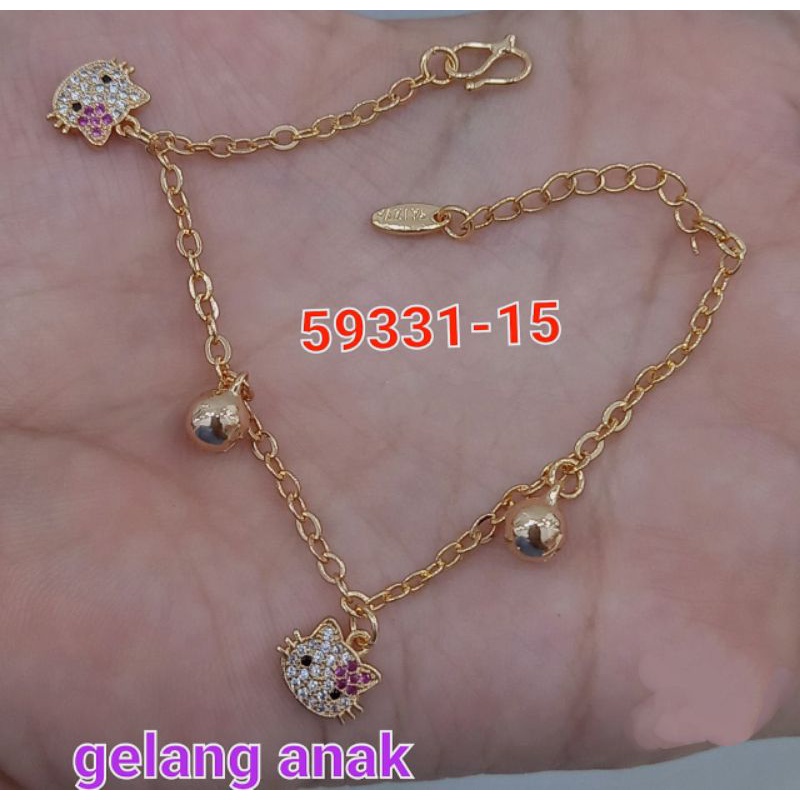 Gelang Tangan Anak Titanium Lonceng Hello Kitty 59331-15MR