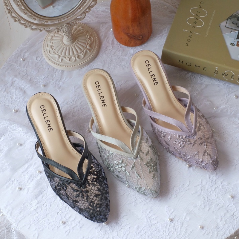 𝗖𝗘𝗟𝗟𝗘𝗡𝗘 Jianya Lace Heels / wedding shoes sepatu pengantin brukat 5cm