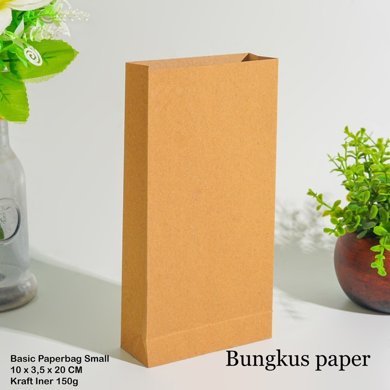 

Bungkus paper - Basic paperbag : SMALL (S) kraft liner 150gr