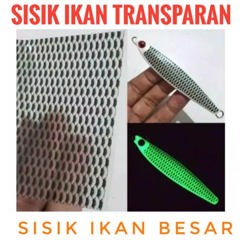Stiker Sisik Ikan Metal JIG Transparan Besar Kecil