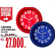 CROWN JAM DINDING 3401 30CM WARNA BIRU RMY Medan Pringgan