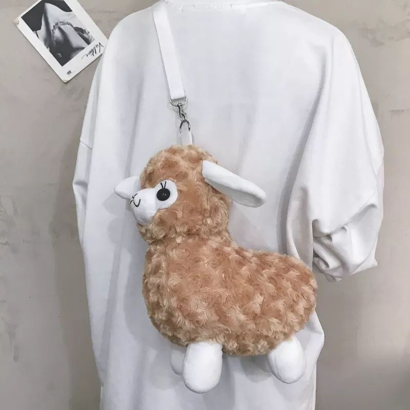 Tas Kambing Embe SHAUN THE SHEEP Bulu Lucu Imut Gemoy Selempang Wanita Baru Boneka Mewah Slingbag Kasual Tas Kepribadian Kartun Kambing