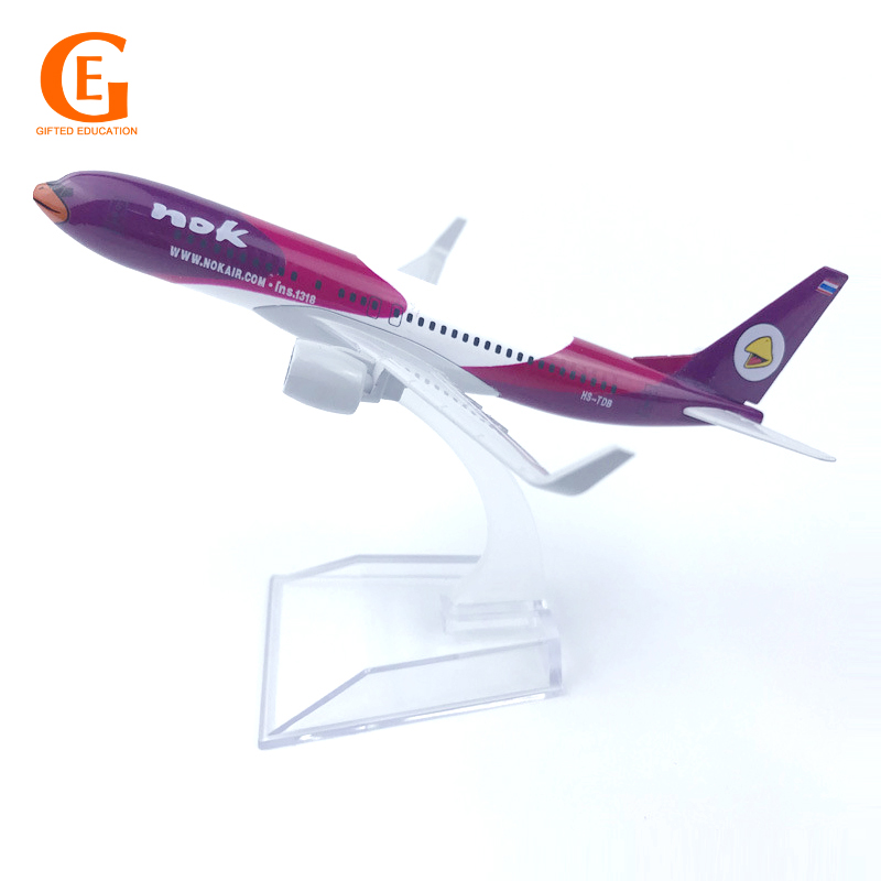 Model Pesawat Terbang Thailand Airways NOK Boeing 737 Bahan Alloy Warna Ungu Ukuran 16CM