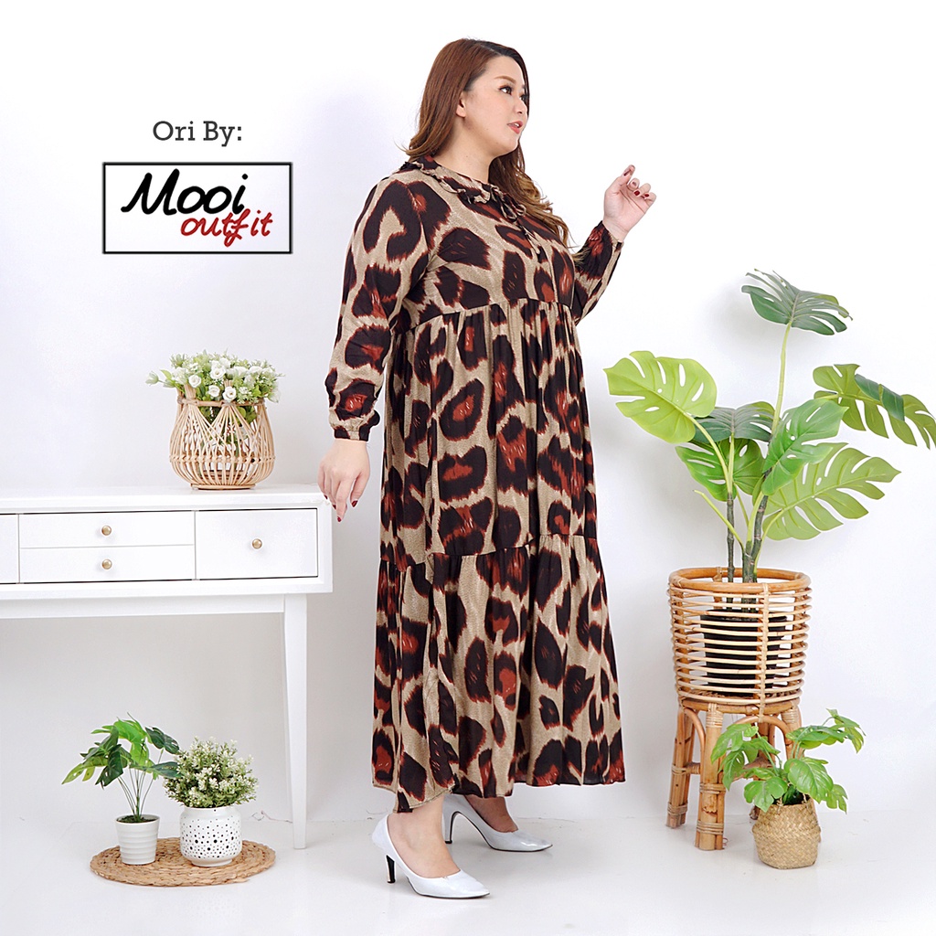 Midi Dress Jumbo  Ld 120 Kekinian Busui Bahan Katun Rayon Model Lio Moa Moela Morist Moana