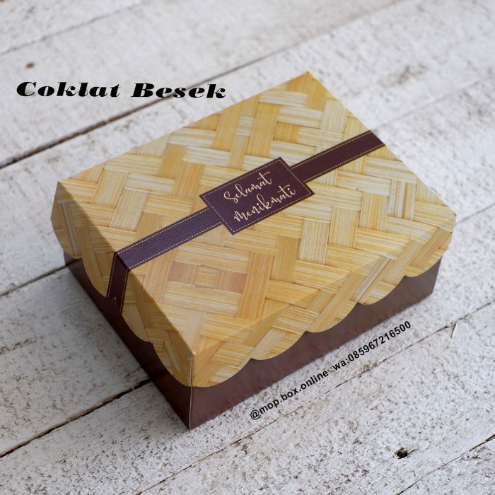 

50lembar Dus Roti Kotak Kue Cantik R5k COKLAT BESEK Kotak 15x12 Box Jajan