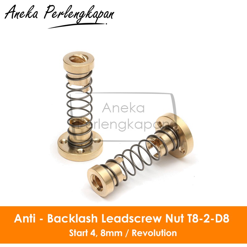 3D Printer Leadscrew T8-2-D2 8mm Lead 8mm Anti Backlash Spring Nut