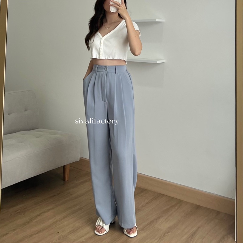 SIVALI Loose Pants 332 Trousers Wanita [PART 2] Celana Anti Kusut - Celana Kulot Wanita - Celana Kantor Formal / Casual