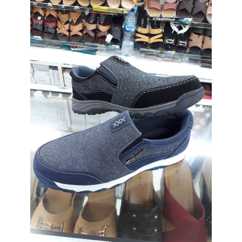 sepatu kasual pria Mancastle martin original slip on denim/levis