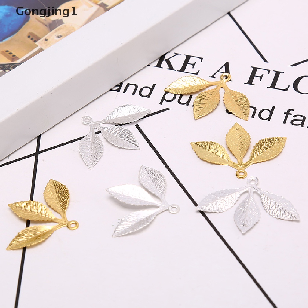 Gongjing1 50Pcs / set Konektor Bentuk Daun Bahan Metal Gaya Vintage Untuk Kerajinan Tangan DIY