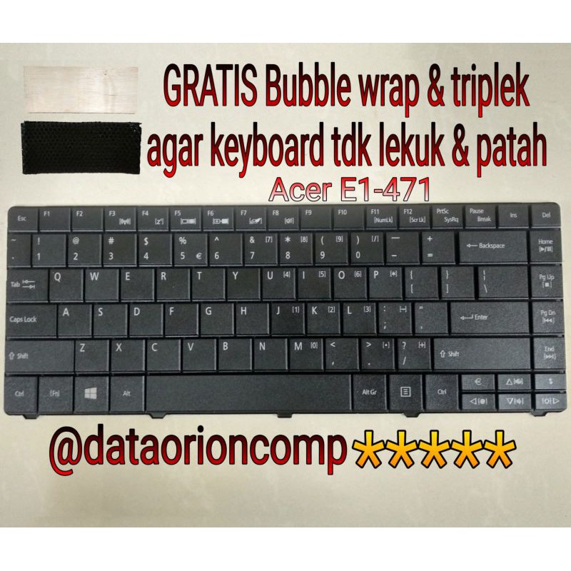 Keyboard Acer Aspire E1-471 E1-471G E1-451 E1-431 E1-431G E1-421 E1-421G hitam