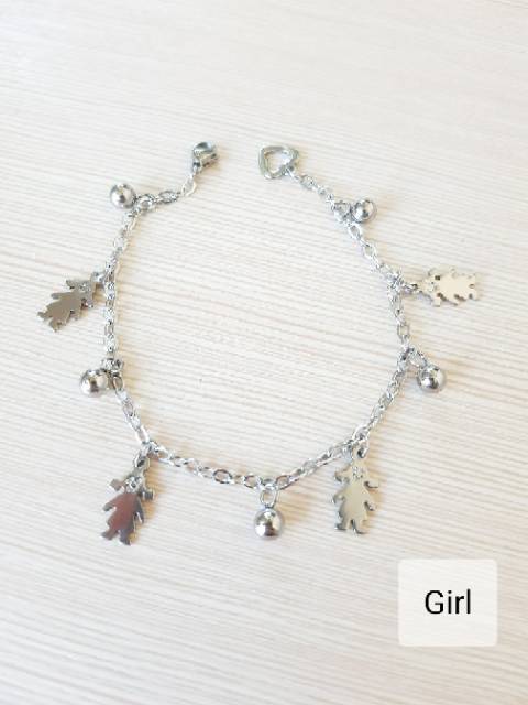 SET Gelang Tangan Kaki Gender Boy &amp; Girl Titanium Silver Antikarat