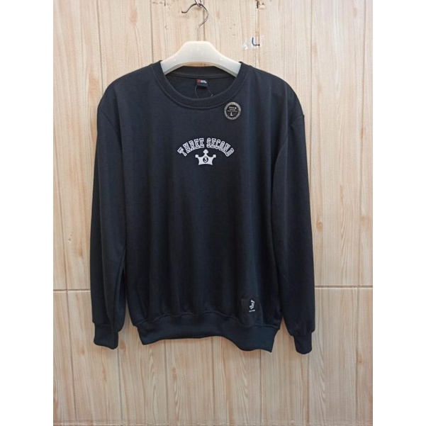 SWEATER CREWNECK HITAM LENGAN PANJANG MURAH KEREN