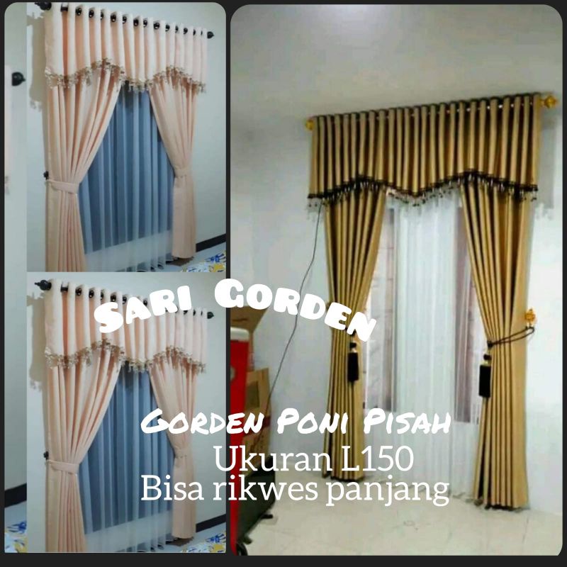 Gorden Poni Model Smokring Poni Tempel Bahan Blackaot Untuk Jendela dan Pintu Kamar dan Jendela Ruan