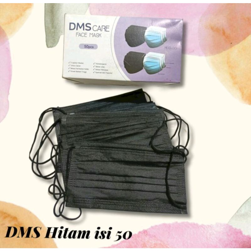 TERMURAH MAKER HITAM 3PLY/FACE MASK DMS CARE ORIGINAL/1 BOX 50PCS