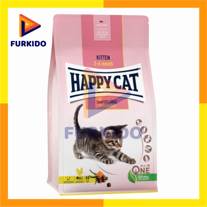 Happy Cat Kitten Farm Poultry 1,3 Kg / Makanan Kering Kucing