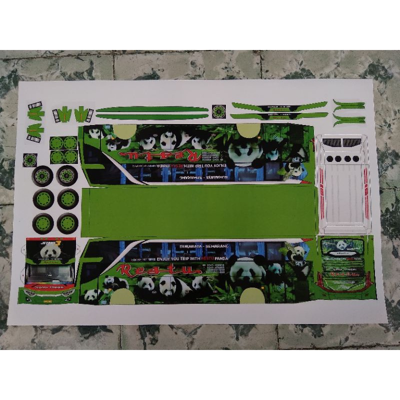 Lembaran Papercraft Bus Restu Panda JB3+SHD Skala 1:50