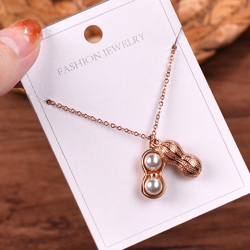 Kalung Fashion Korea Titanium Anti Karat Model Kacang