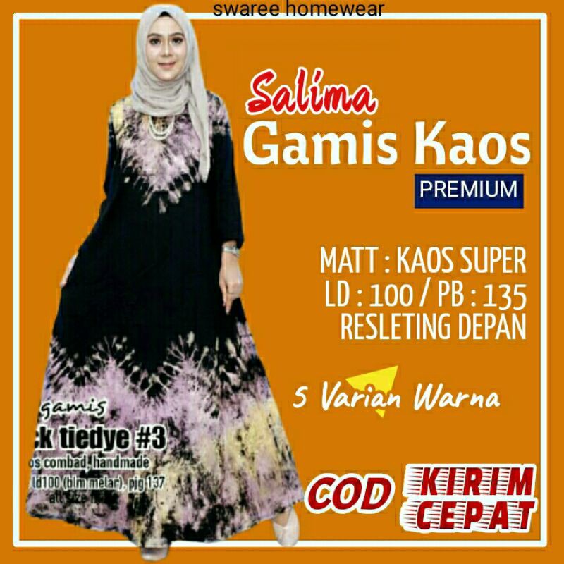 Gamis Syari Terbaru Baju Muslim Wanita Gamis Murah Kekinian Remaja Modern Bahan Kaos Motif Jumputan