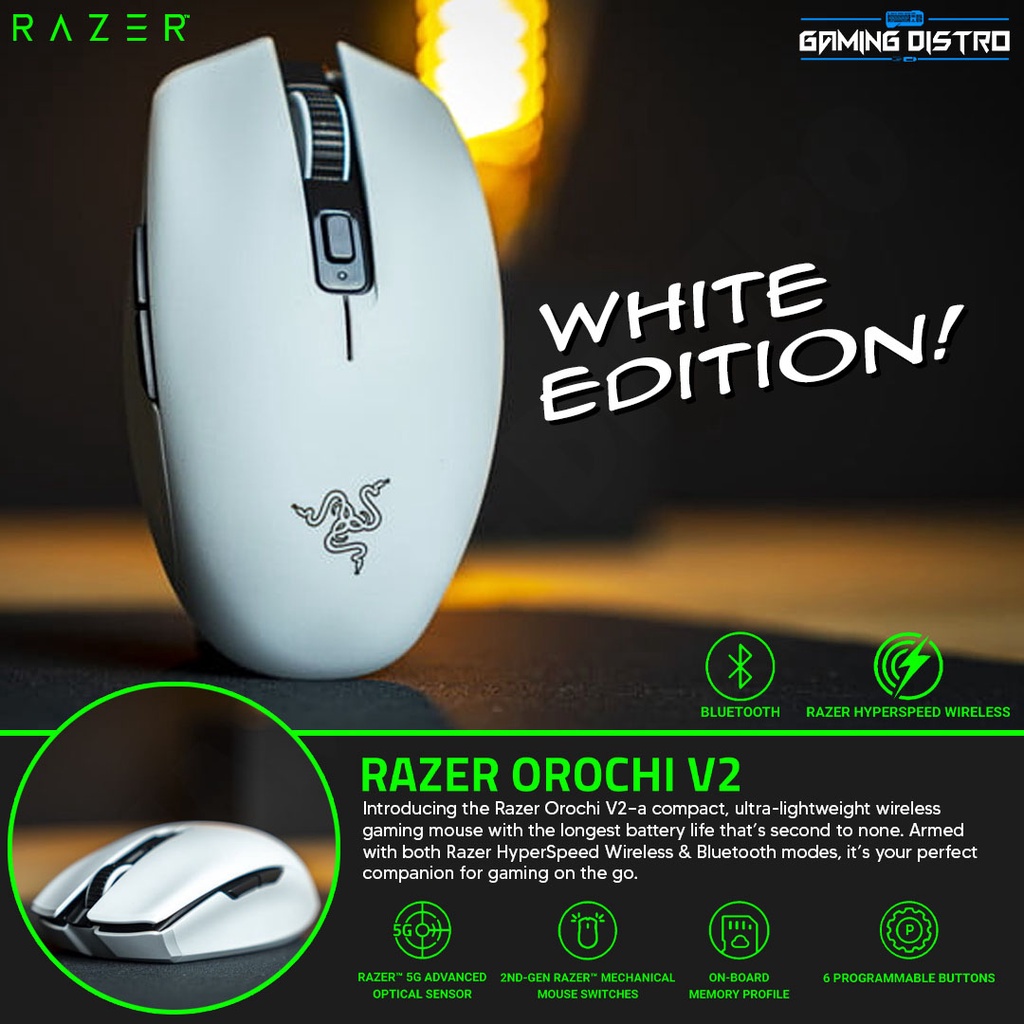 Mouse Gaming Razer Orochi V2 Wireless White Edition