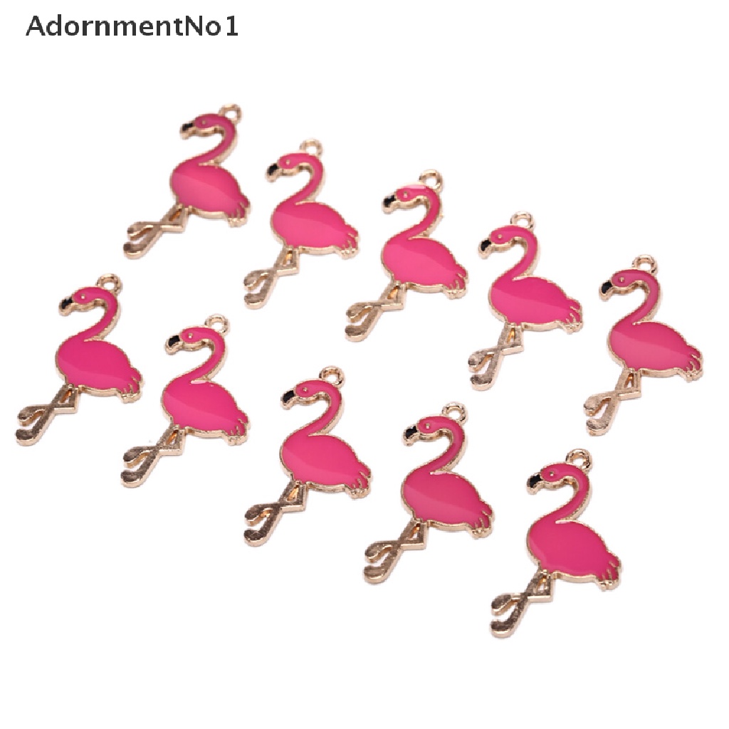 (AdornmentNo1) 10pcs / Lot Charms Pedants Bentuk Flamingo Bahan Alloy Enamel Untuk DIY Perhiasan