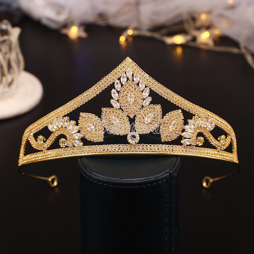 Mahkotatiara Rambut Hias Berlianzircon Berkilau Longgar Untuk Pengantin Wanita