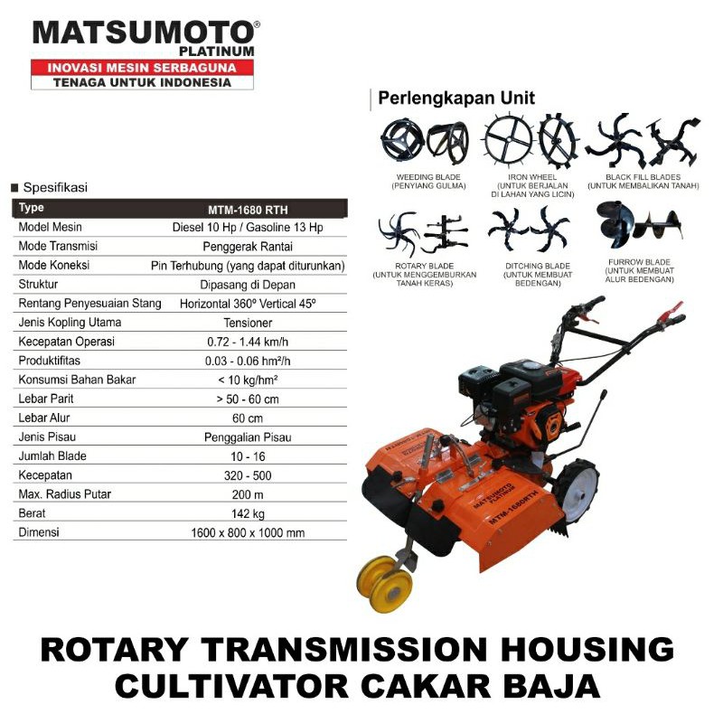 Mesin Traktor RTH Matsumoto MTM 1680 RTH