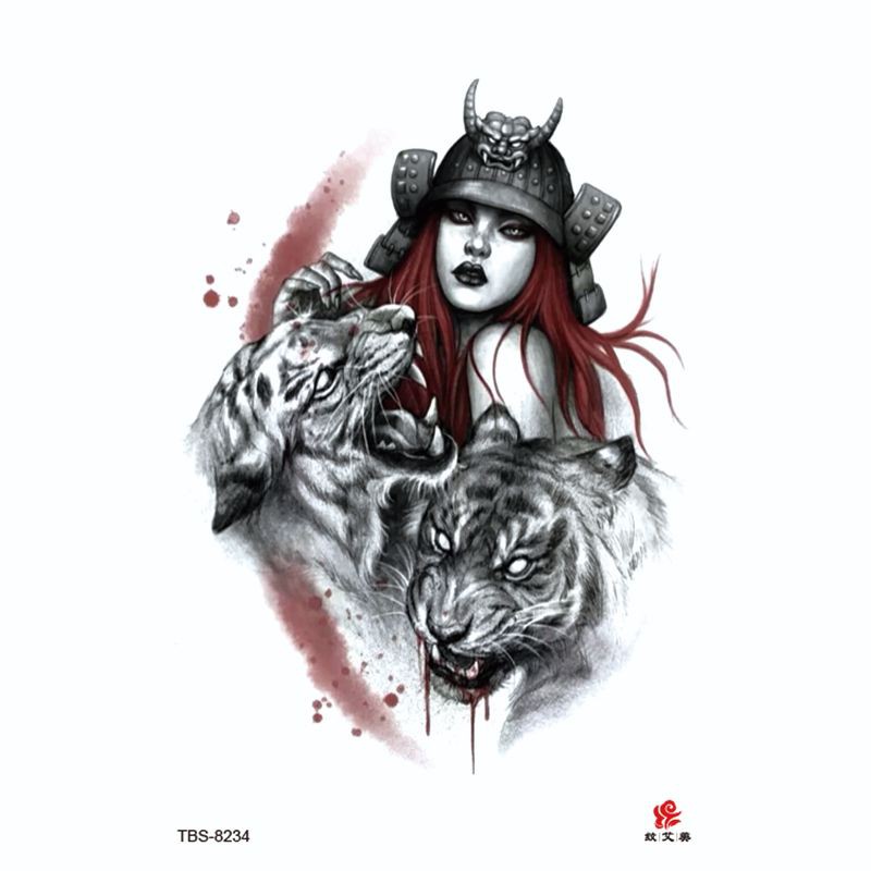 Tatto temporer TBS Baru Ukiyo-e Geisha Fashion Khusus Buatan Tato Lengan Setengah Air MODEL TBS-8234