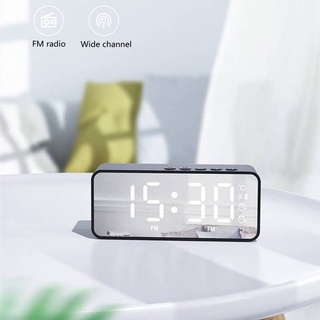 S50 Bluetooth Speaker 5.0  FM Radio LED Mirror Alarm Clock Subwoofer Music Player Snooze Desktop Clock Wireless