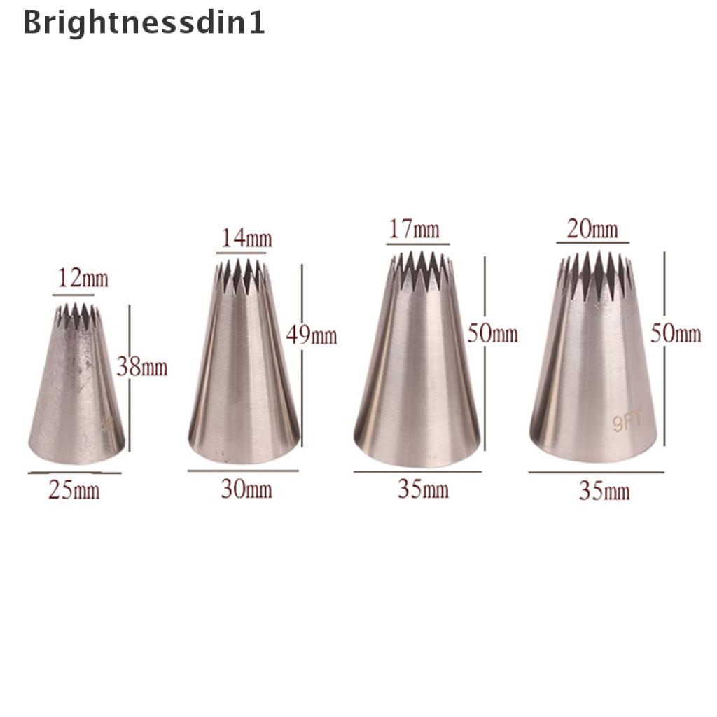 [Brightnessdin1] 4pcs Nozzle Piping Icing Besar Kue Baking Cookie Cupcake Piping Nozzle Dekorasi