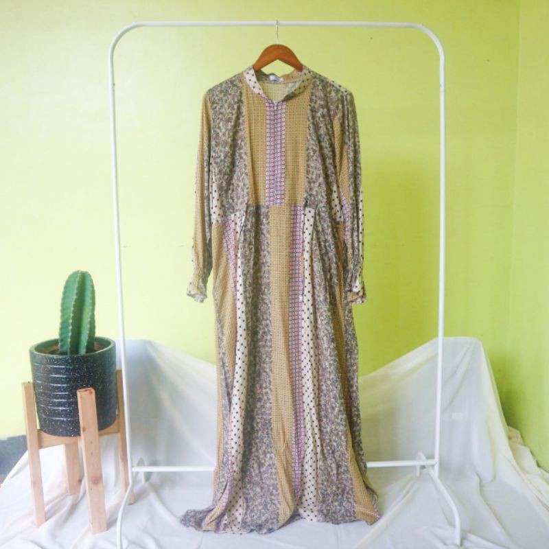Daily dress/homedress/gamis katun rayon vertical ditzy