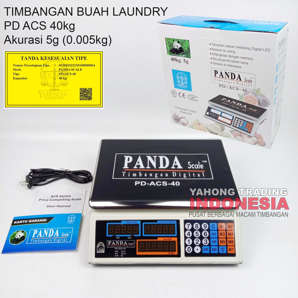 Timbangan Digital 40kg Akurasi 5g Timbangan Meja Laundry Buah Paket Sembako PANDA SCALE