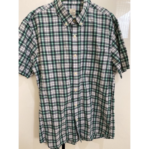 Bekas kemeja pria tangan pendek kotak hijau giordano