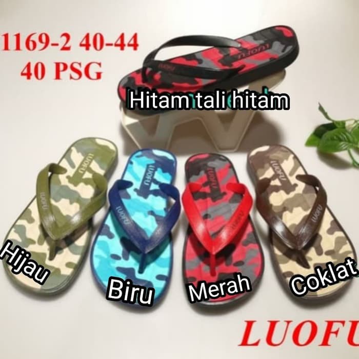 MURAH SENDAL / SANDAL SLOP PRIA CWO LEBARAN PUASA jepit cowok karet import japit pria luofu 1169-2 R