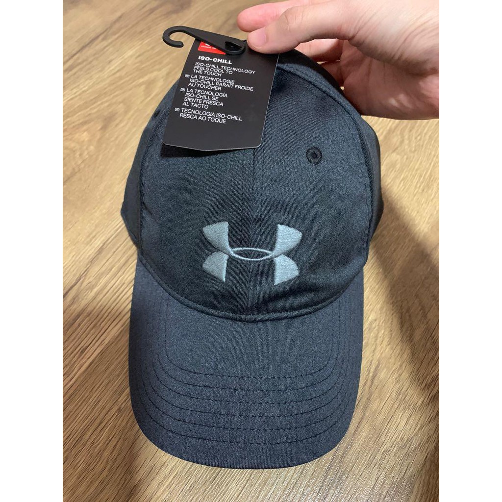 Under Armour UA Men's Isochill Free Fit Cap Black Grey Topi Original