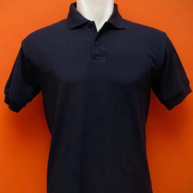 kaos polo t-shirt berkerah polos warna biru dongker