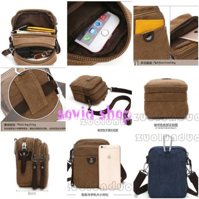 TAS SELEMPANG KANVAS MINI/TAS KAIN/TAS PINGGANG KANVAS