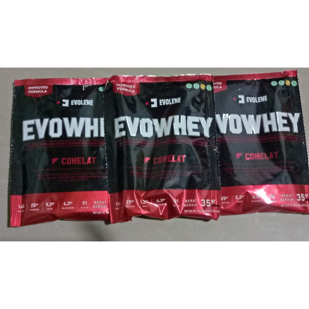 [BEST SELLER] Whey Protein 3 Sachet terlaris rasa COKLAT - Evowhey evolene sachet - Whey Protein 35g
