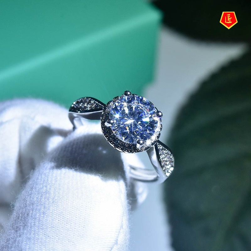 [Ready Stock]2 Karat Moissanite Open Ring Fashion Classic