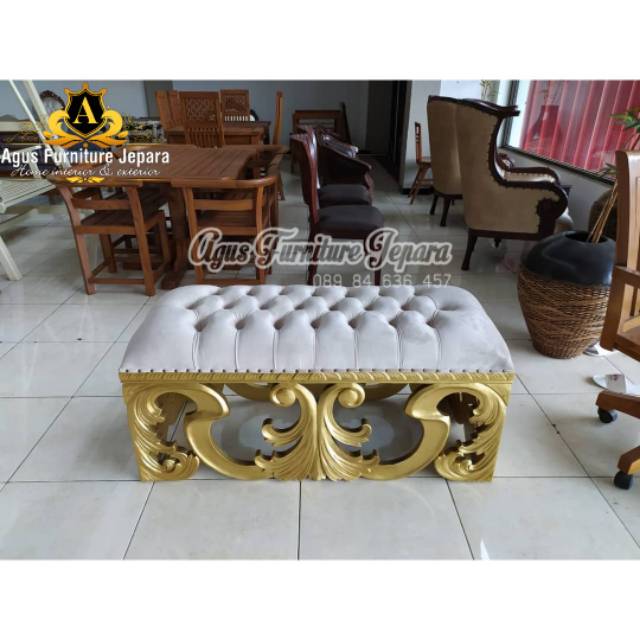 SOFA STOOL BENCH UKIR GOLD (sofa stool mewah sofa ukir)