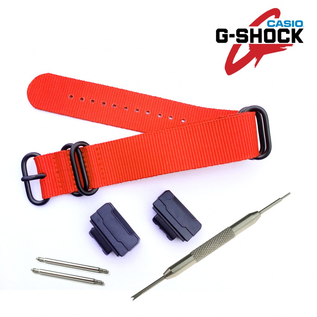 Strap Tali Jam Tangan Canvas Nylon Casio Dengan Adapter Merah