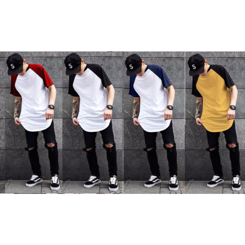 kaos raglan longline