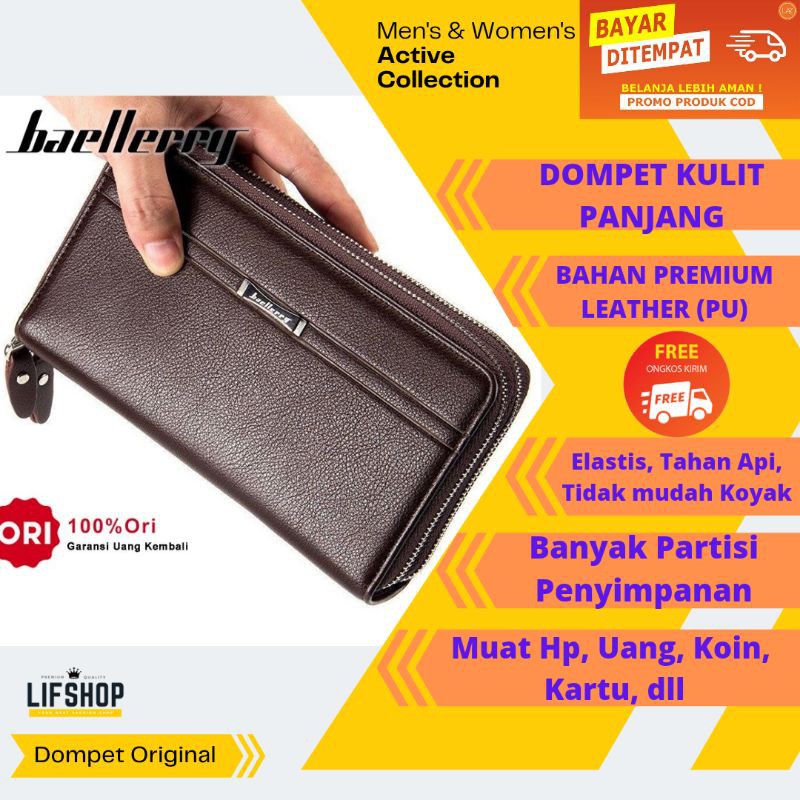 Dompet Kulit Asli Panjang  Lipat Pria Wanita Baellerry Original Handbag Besar Import
