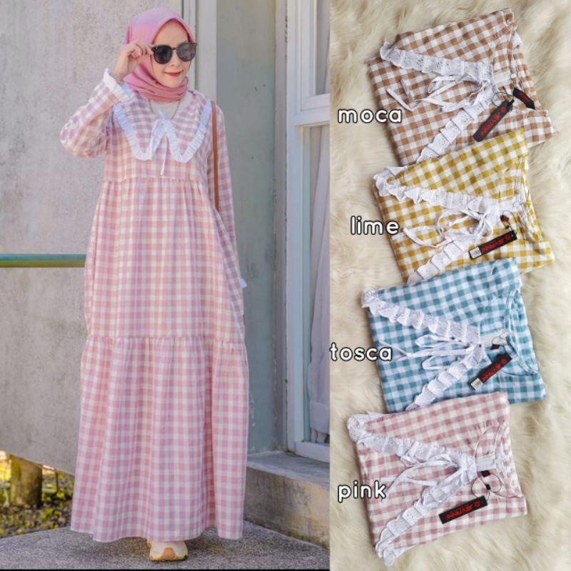 AINA DRESS - FASHION MUSLIM - KATUN KOTAK PREMIUM - DRESS TERBARU  - BISA COD
