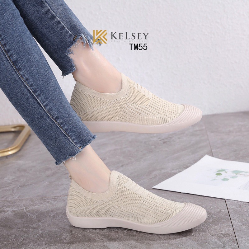 (GRATIS ALAS KAKI) RESTOCK!!  NICOLE SEPATU SLIP ON KELSEY TM55 SEPATU FLYKNIT SHOES FLAT SEPATU WANITA IMPORT