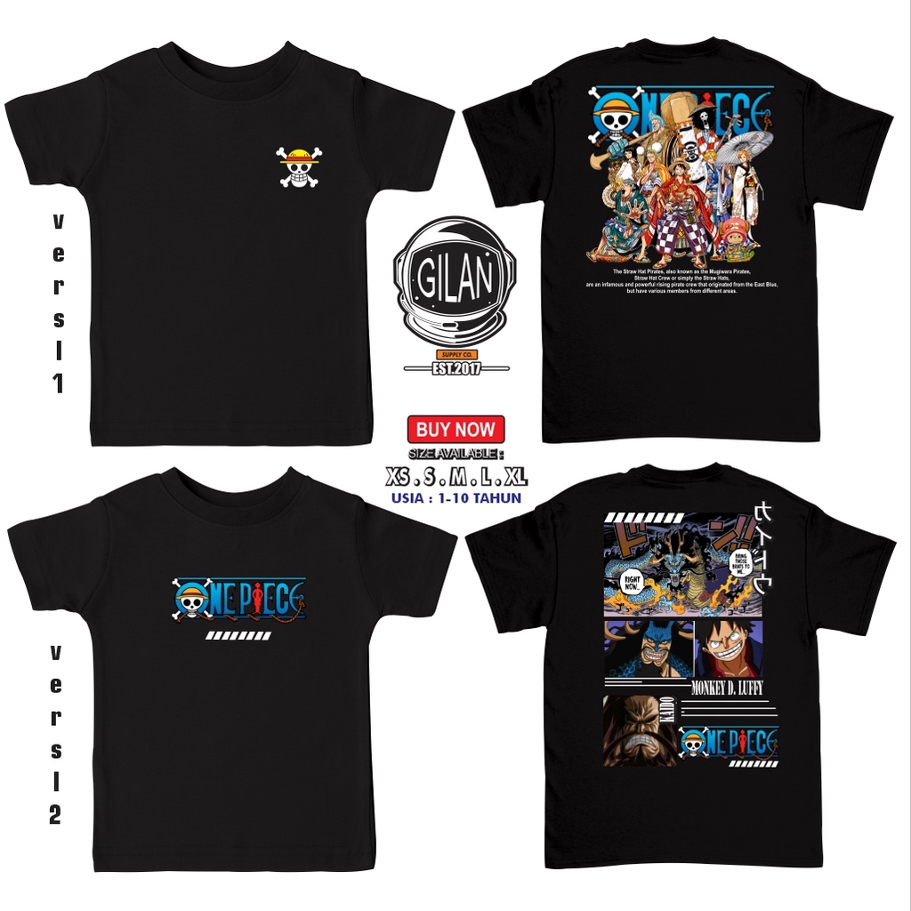 Kaos Baju Anak Anime ONE PIECE ARC WANO MUGIWARA STRAWHAT LUFFY PIRATE -