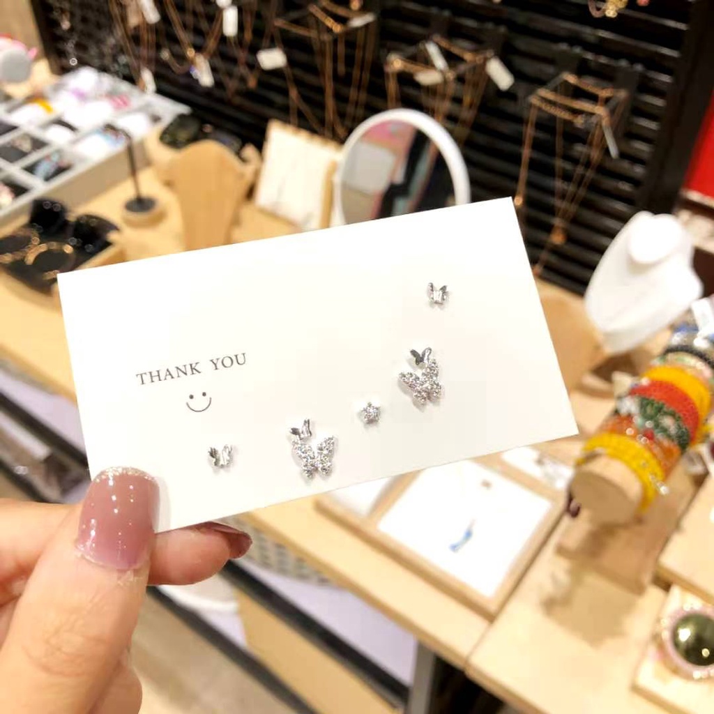 5 Pcs / Set 925 Perak Jarum Lengkap Anting Kupu-kupu Set / Bukti Alergi / fadeless / COD / kompak Tulang Stud Anting-Anting